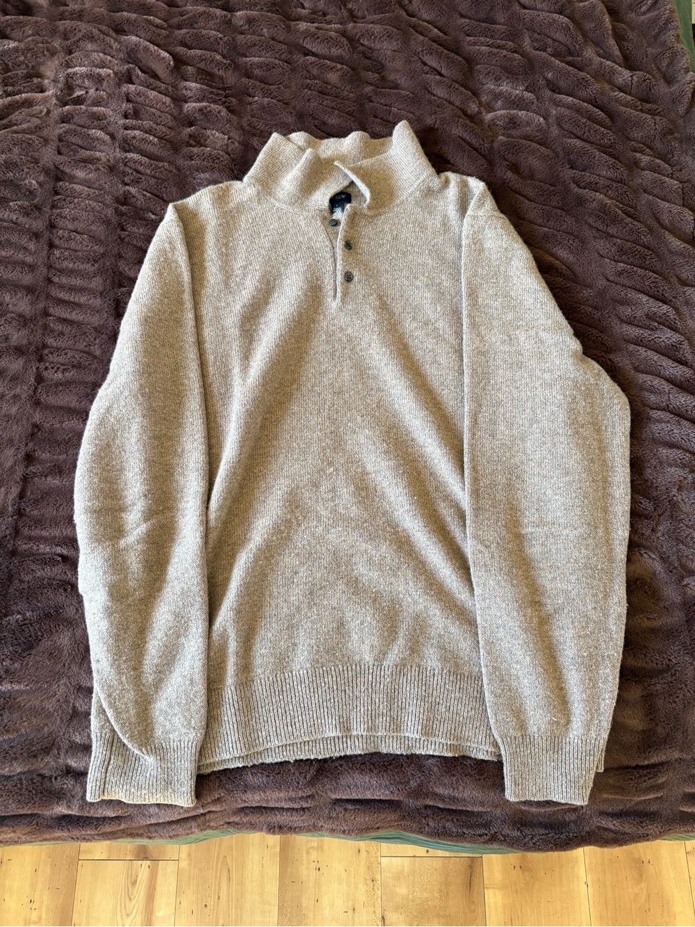 J. Crew Men's Tan Mock Neck Lambswool Sweater